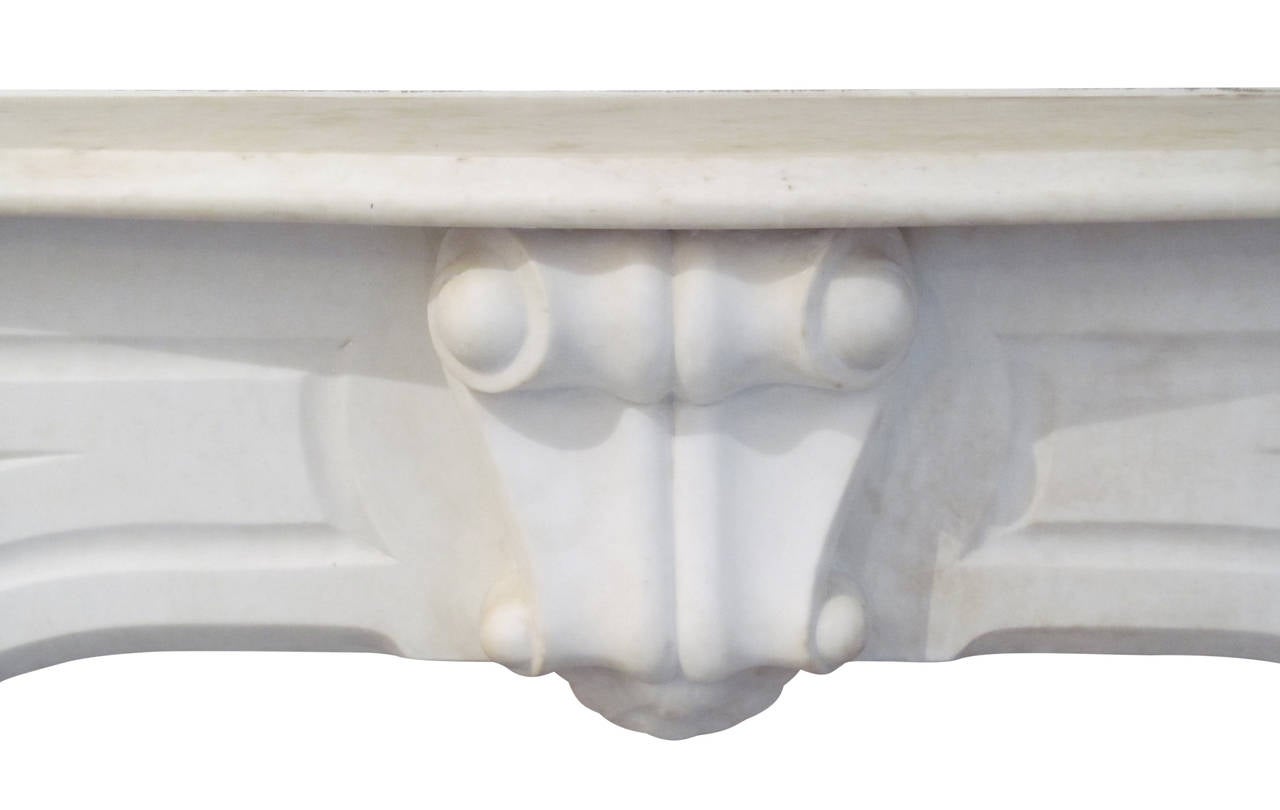 135 year old simple statuary white marble mantel from Brooklyn, New York. Some surface staining. This can be seen at our 5 East 16th St, Union Square, Manhattan location.