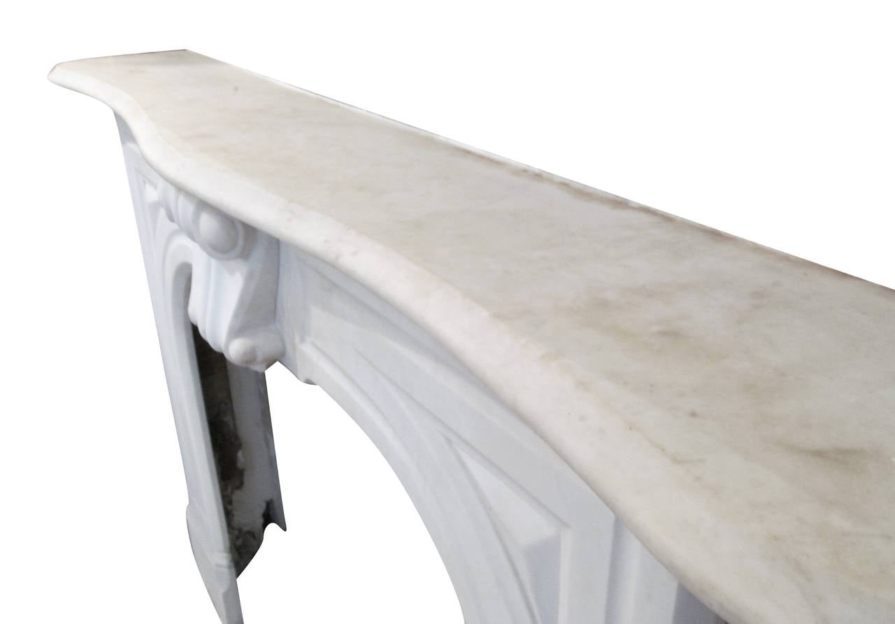 American Simple Victorian Statuary White Marble Mantel from a Brooklyn Brownstone, 1879