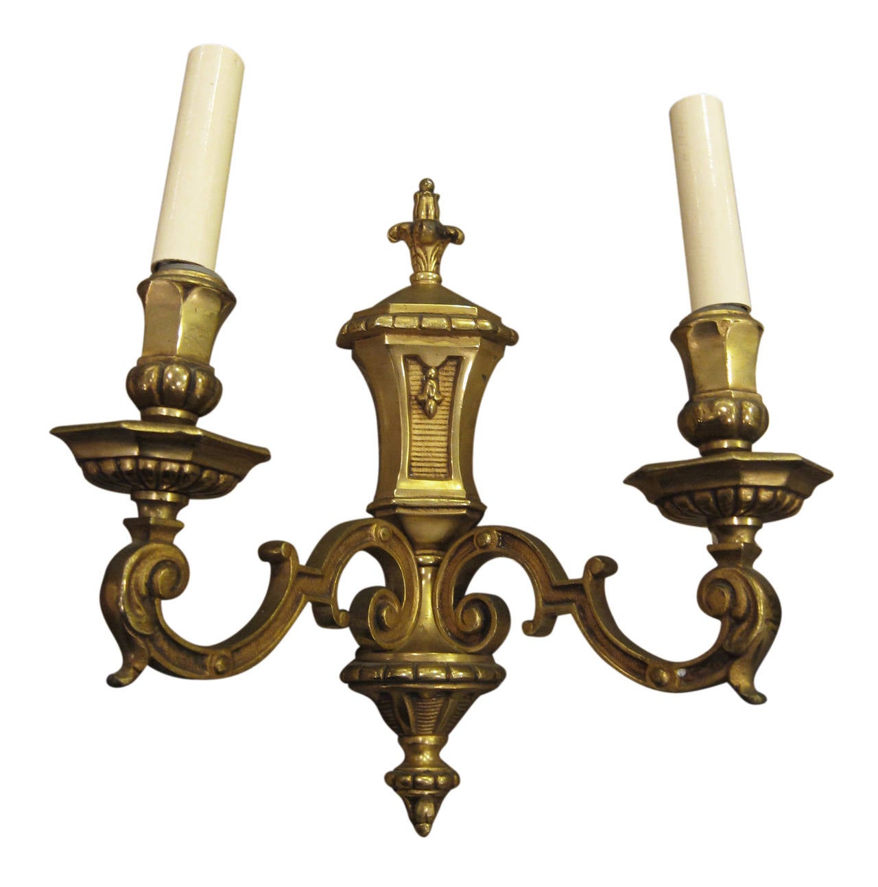 1930s French Empire style gilt bronze two-arm sconces. This can be seen at our 400 Gilligan St location in Scranton, PA.