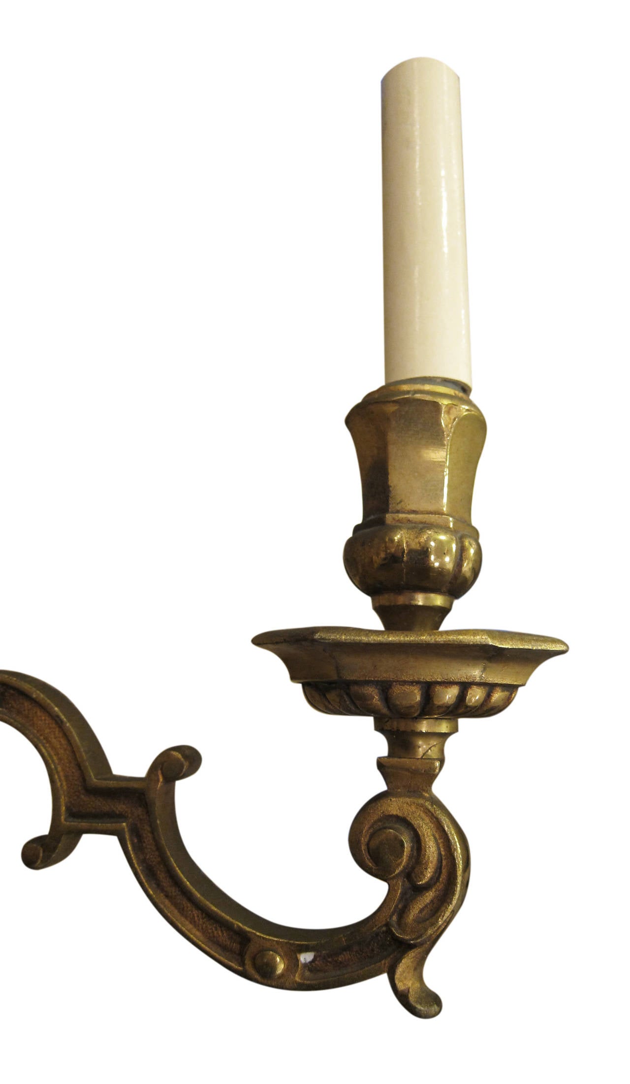 Mid-20th Century 1930s French Empire Style Gilt Bronze Two-Arm Sconces