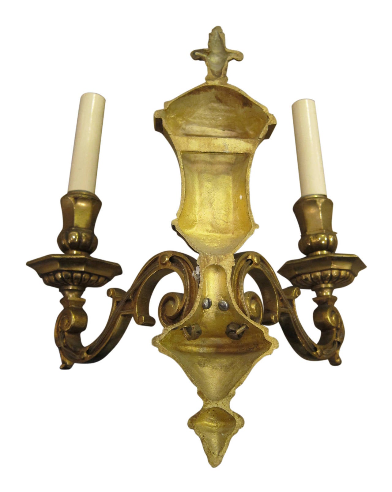 1930s French Empire Style Gilt Bronze Two-Arm Sconces 2