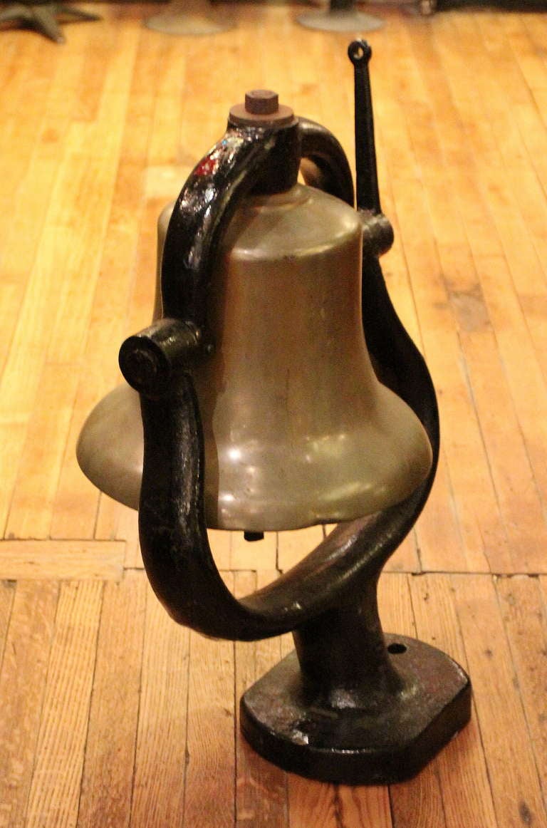 Bronze Train Bell with Unusual Angled Mount In Excellent Condition In New York, NY