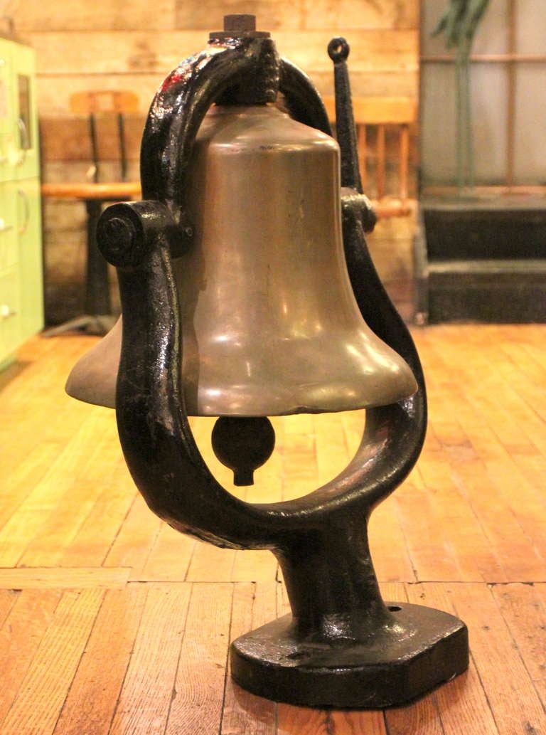 20th Century Bronze Train Bell with Unusual Angled Mount