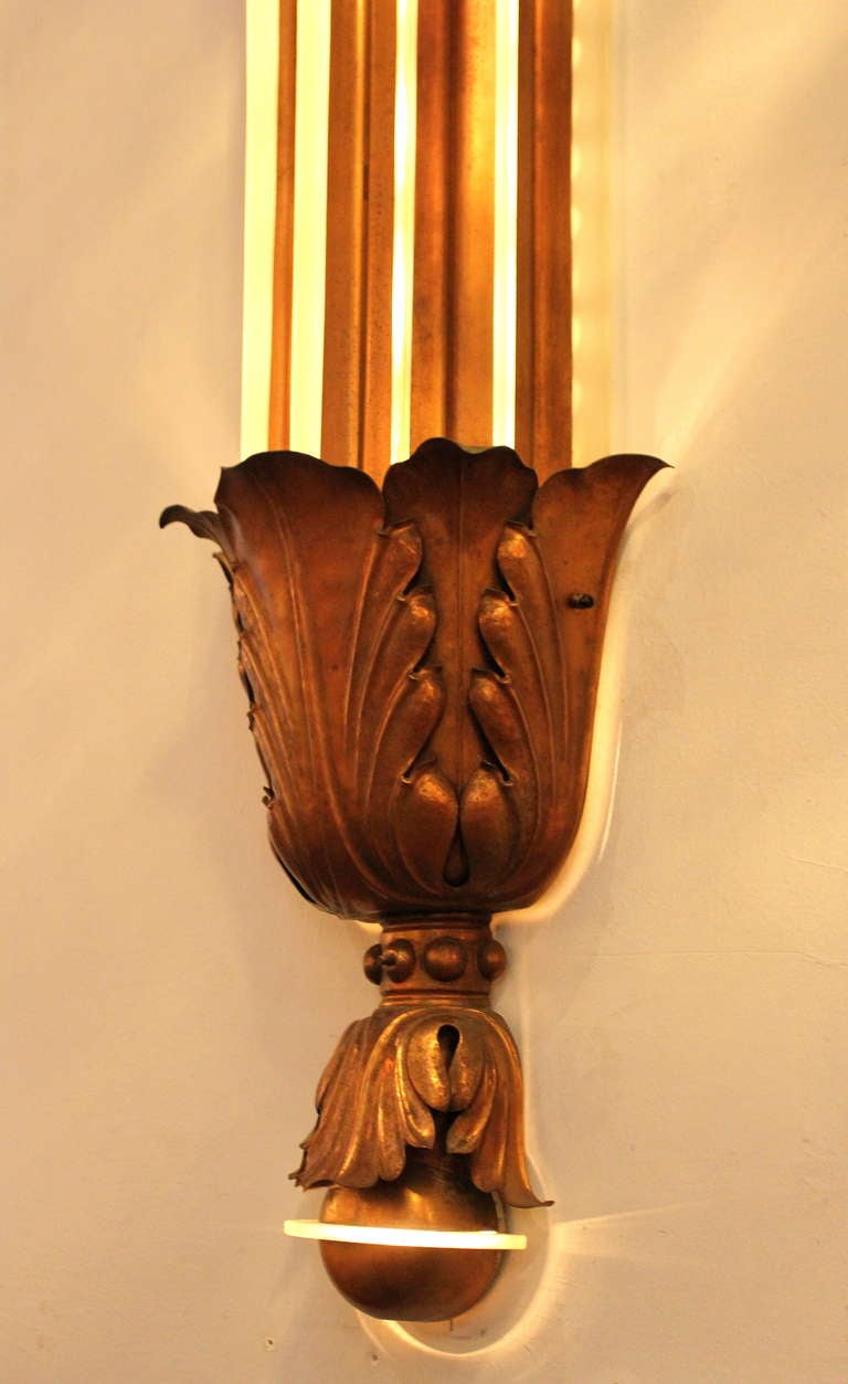 Pair of Large Scale Art Deco Theater Sconces from New York City 1