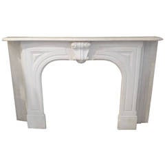 Antique Simple Victorian Statuary White Marble Mantel from a Brooklyn Brownstone, 1879
