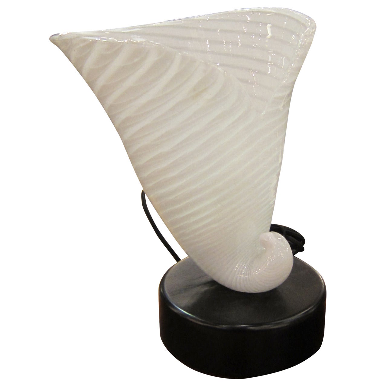 1970s Single Murano White Handblown Glass Mid-Century Modern Table Lamp