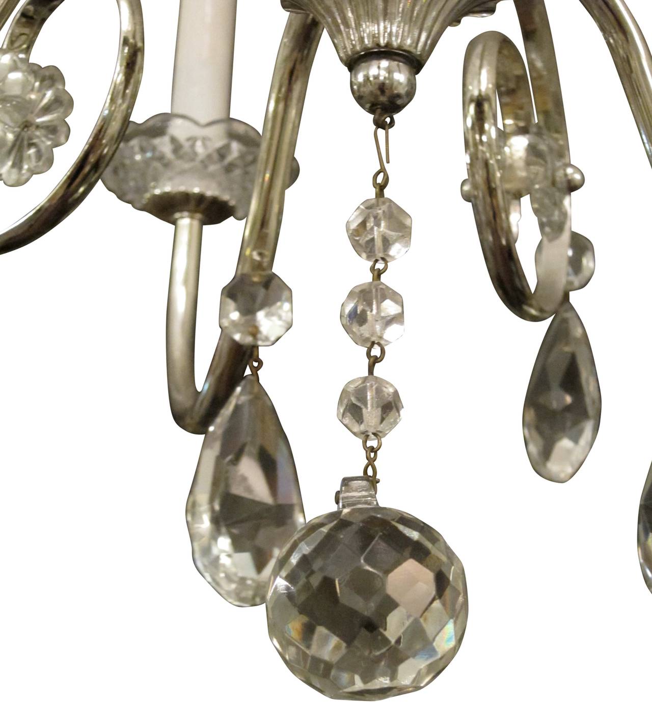 1950s French Silver Plated Crystal Chandelier 2