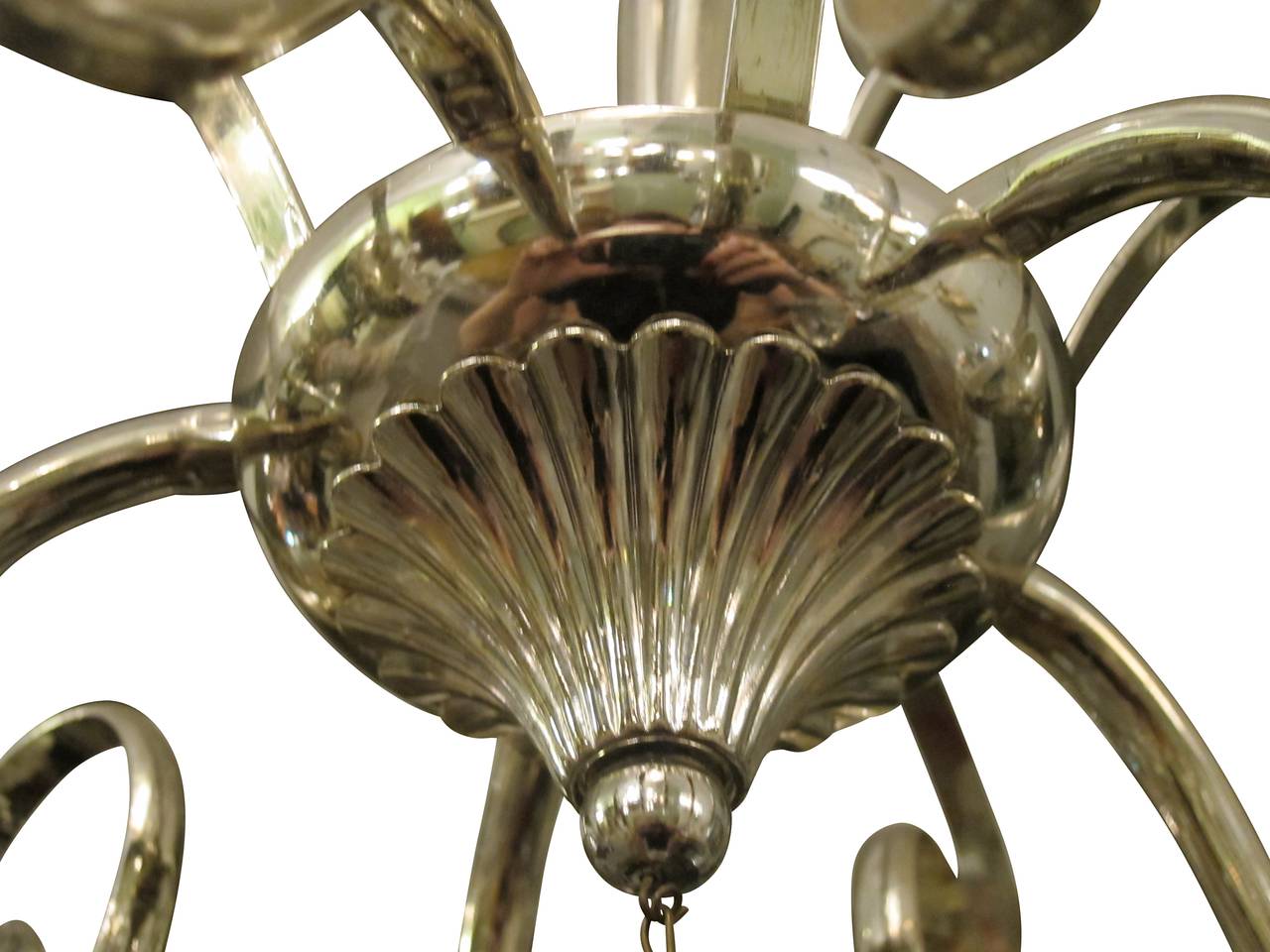 1950s French Silver Plated Crystal Chandelier 4