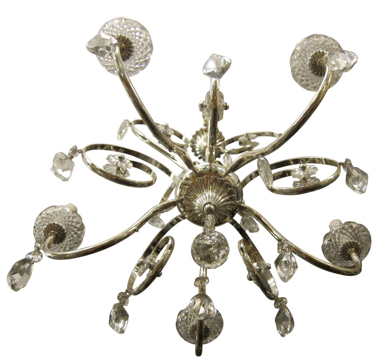 1950s French Silver Plated Crystal Chandelier 5