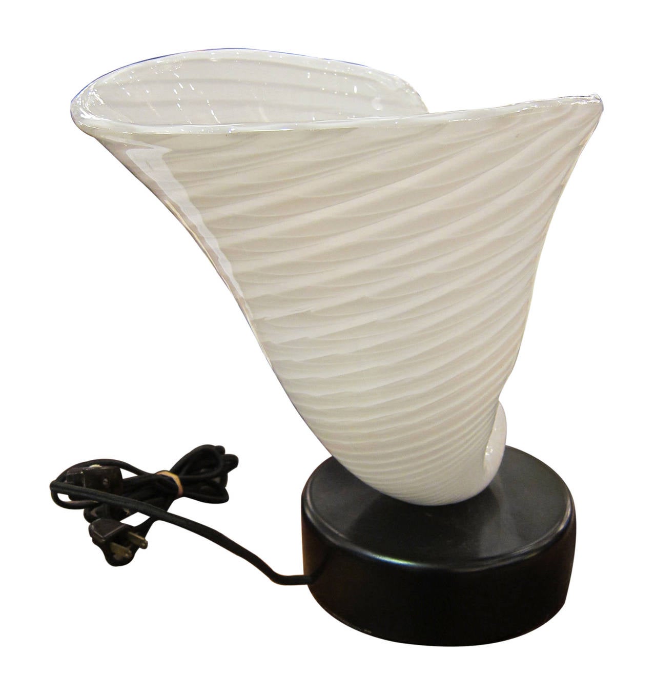 1970s single Murano white handblown glass Mid-Century Modern table lamp. This can be seen at our 400 Gilligan St location in Scranton, PA.