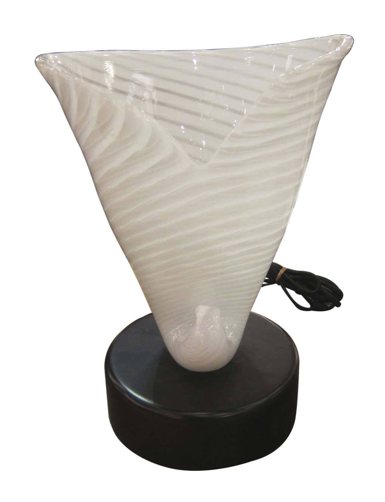Italian 1970s Single Murano White Handblown Glass Mid-Century Modern Table Lamp