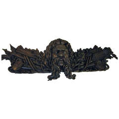 Large Bronze Neptune Relief with Rope, Wood and Shield Detail