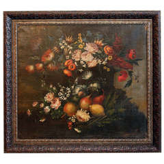 Italian Painting of Flowers in New Frame