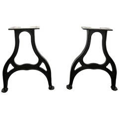 Pair of Pear-Shaped Industrial Machine Cast Iron Table Legs
