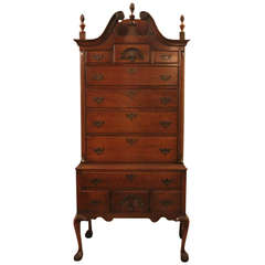 Mahogany Chippendale Bonnet Top Highboy