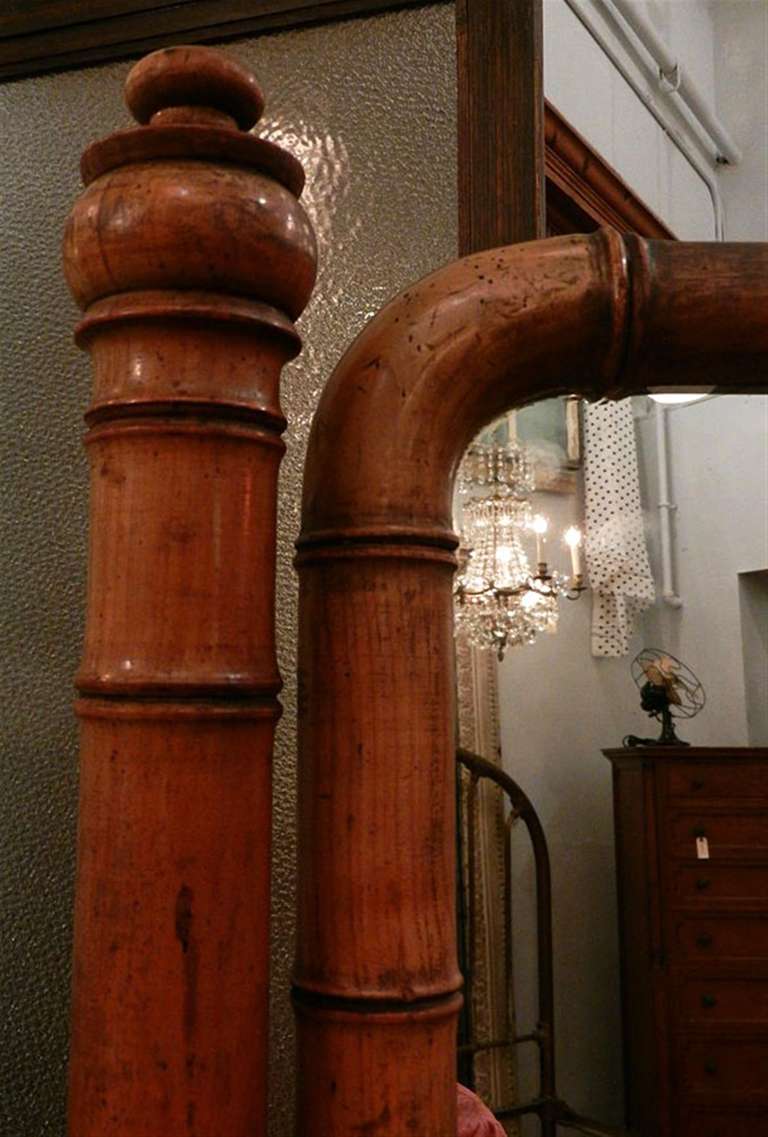 English Faux Bamboo Cheval Mirror In Excellent Condition In New York, NY