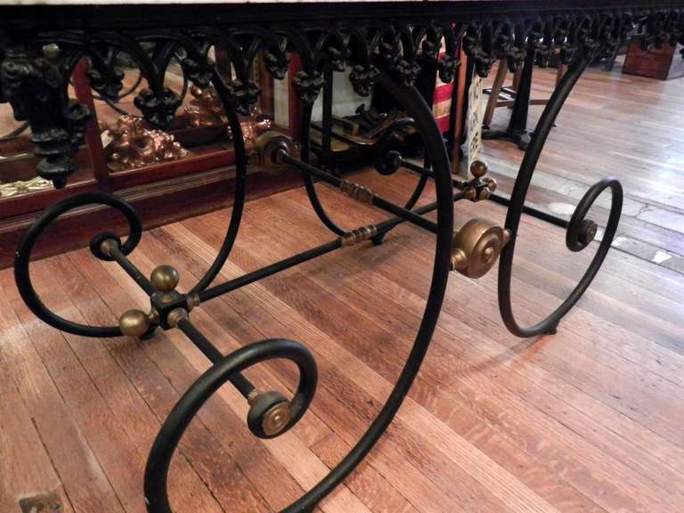 Marble Top Cast Iron French Pastry or Butcher's Table In Excellent Condition In New York, NY