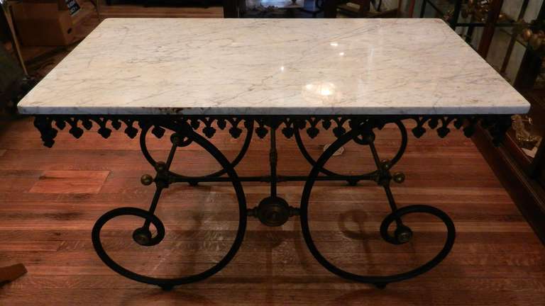 Marble Top Cast Iron French Pastry or Butcher's Table 1