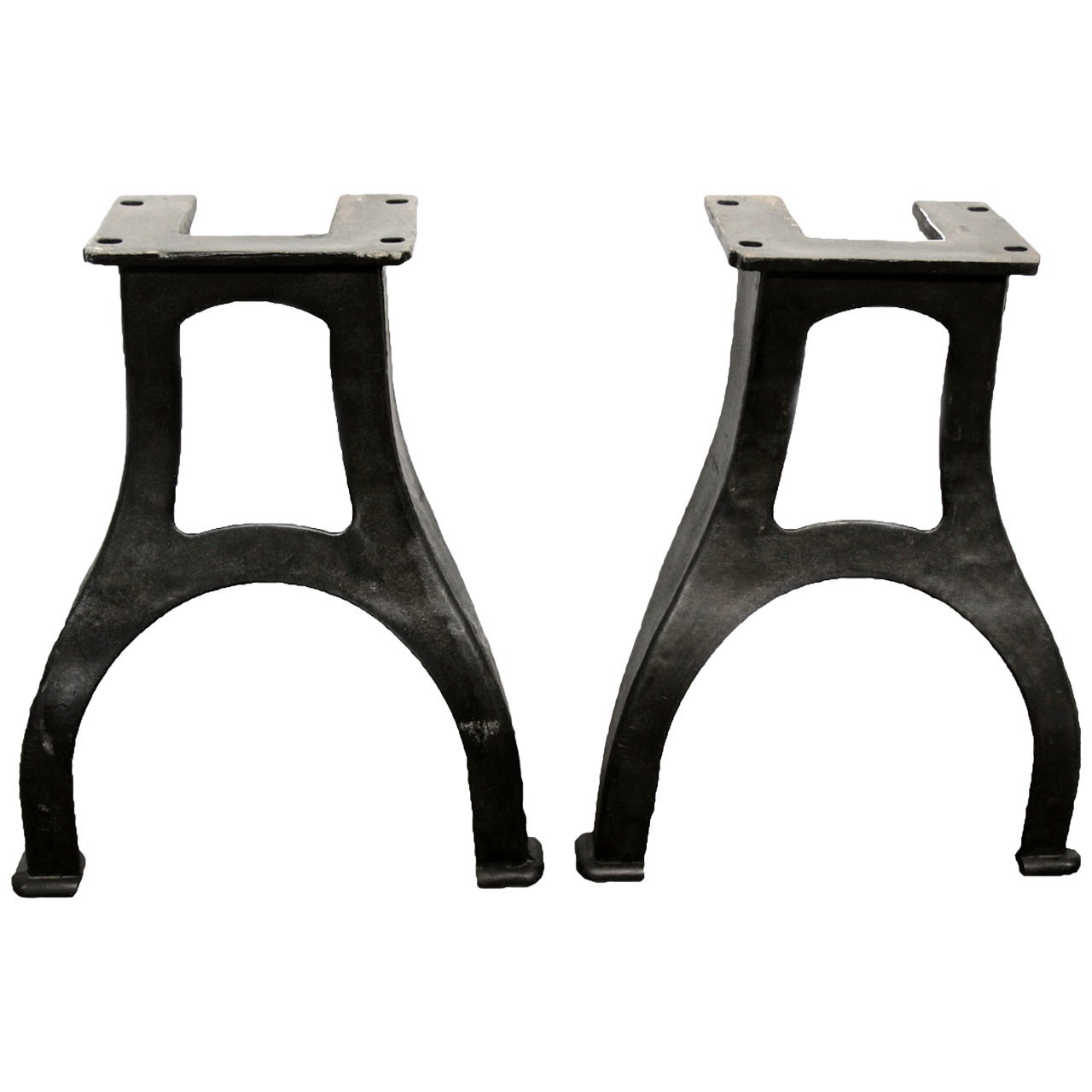 Pair of Curved Victorian Style Industrial Machine Cast Iron Table Legs