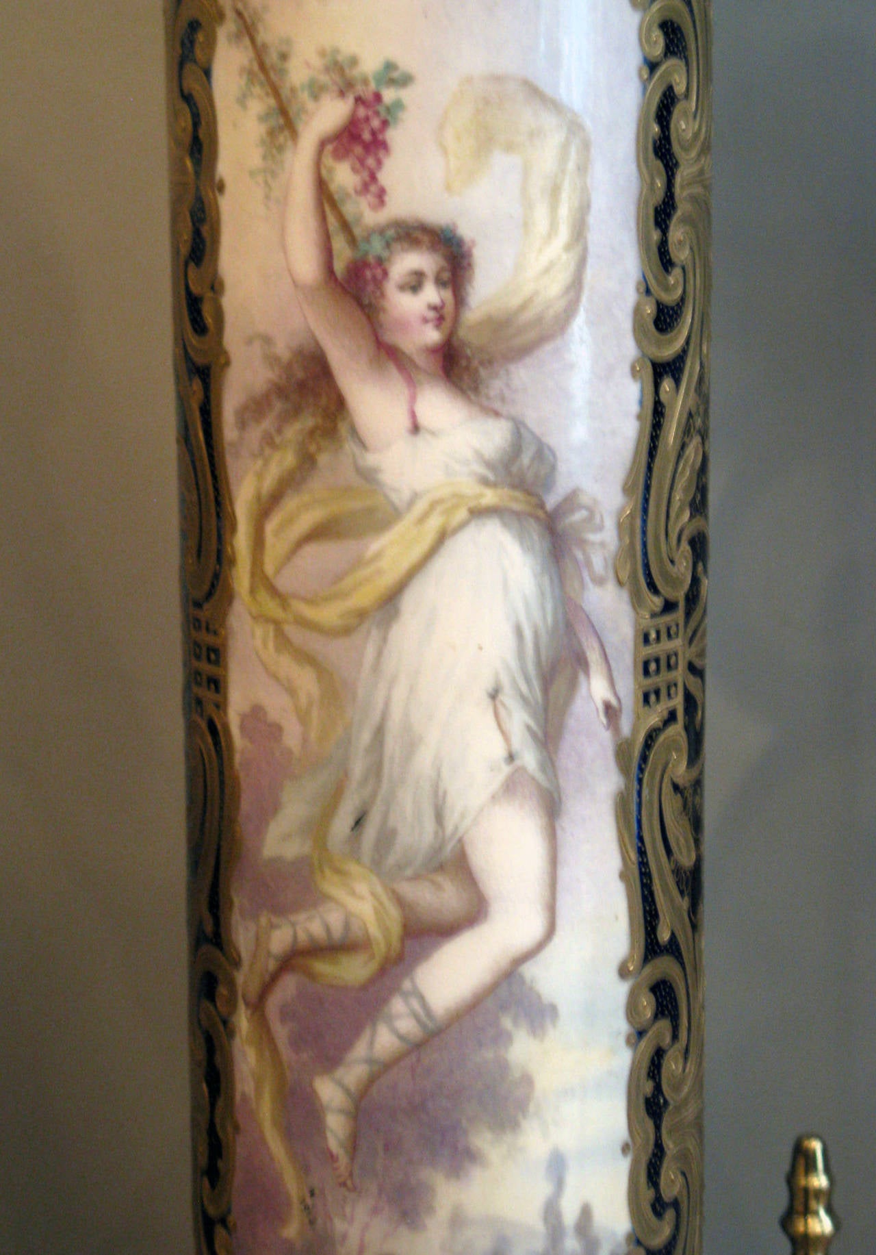 Onyx 1800s Carved French Sèvres Porcelain Gilt Bronze Pedestal Hand-Painted For Sale