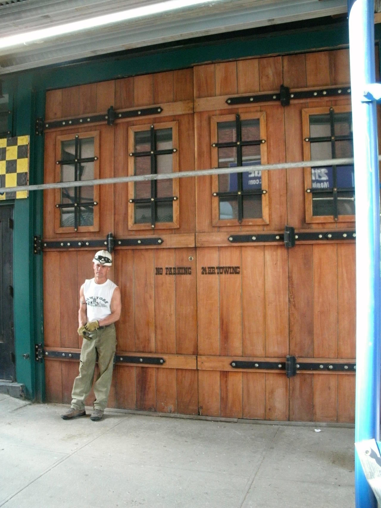 Oversized doors salvaged from a west side building in Manhattan. These exterior doors are great entry doors for a carriage house or garage. In very clean condition with original hardware. These can be seen at our 400 Gilligan St, Scranton, PA