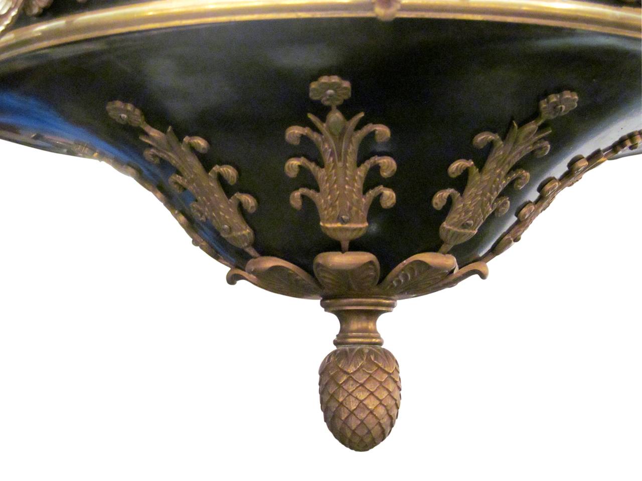 Cast 1925 Bronze Empire Eight-Light Chandelier from the Palmer House Hotel, Chicago