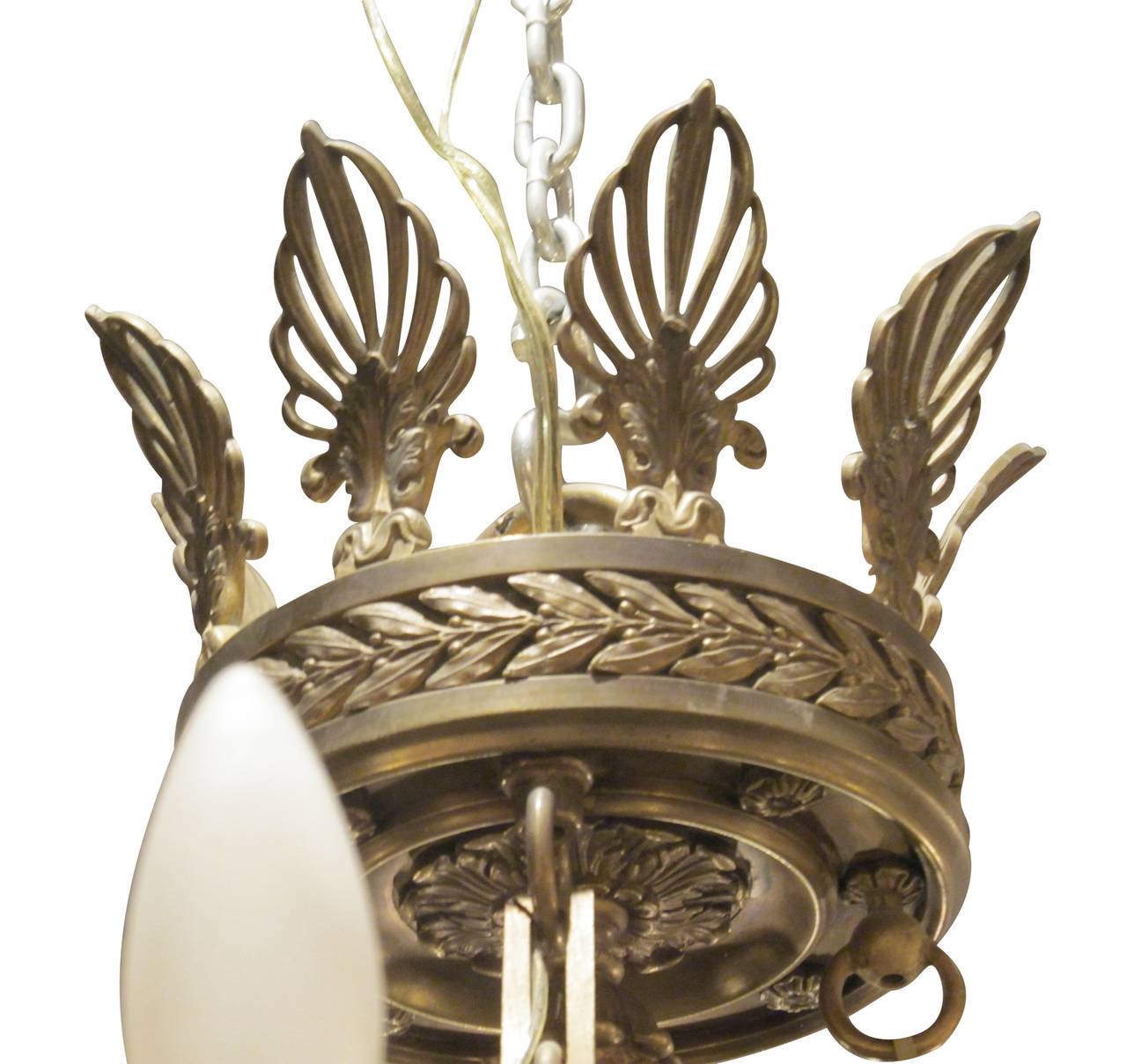 1925 Bronze Empire Eight-Light Chandelier from the Palmer House Hotel, Chicago In Excellent Condition In New York, NY