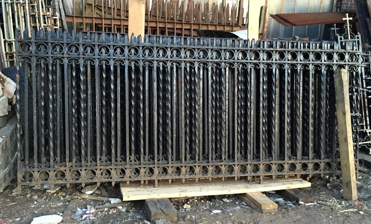 American 1880s Church Cast Iron Fencing, Gates and Posts from Pacific St. in Brooklyn, Ny
