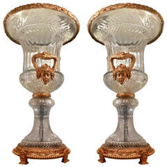Pair of Replica Baccarat Urns in French Rococo Style