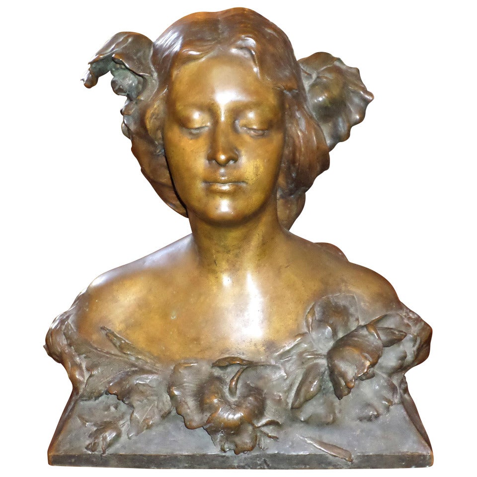 Art Nouveau Bronze Bust of a Woman