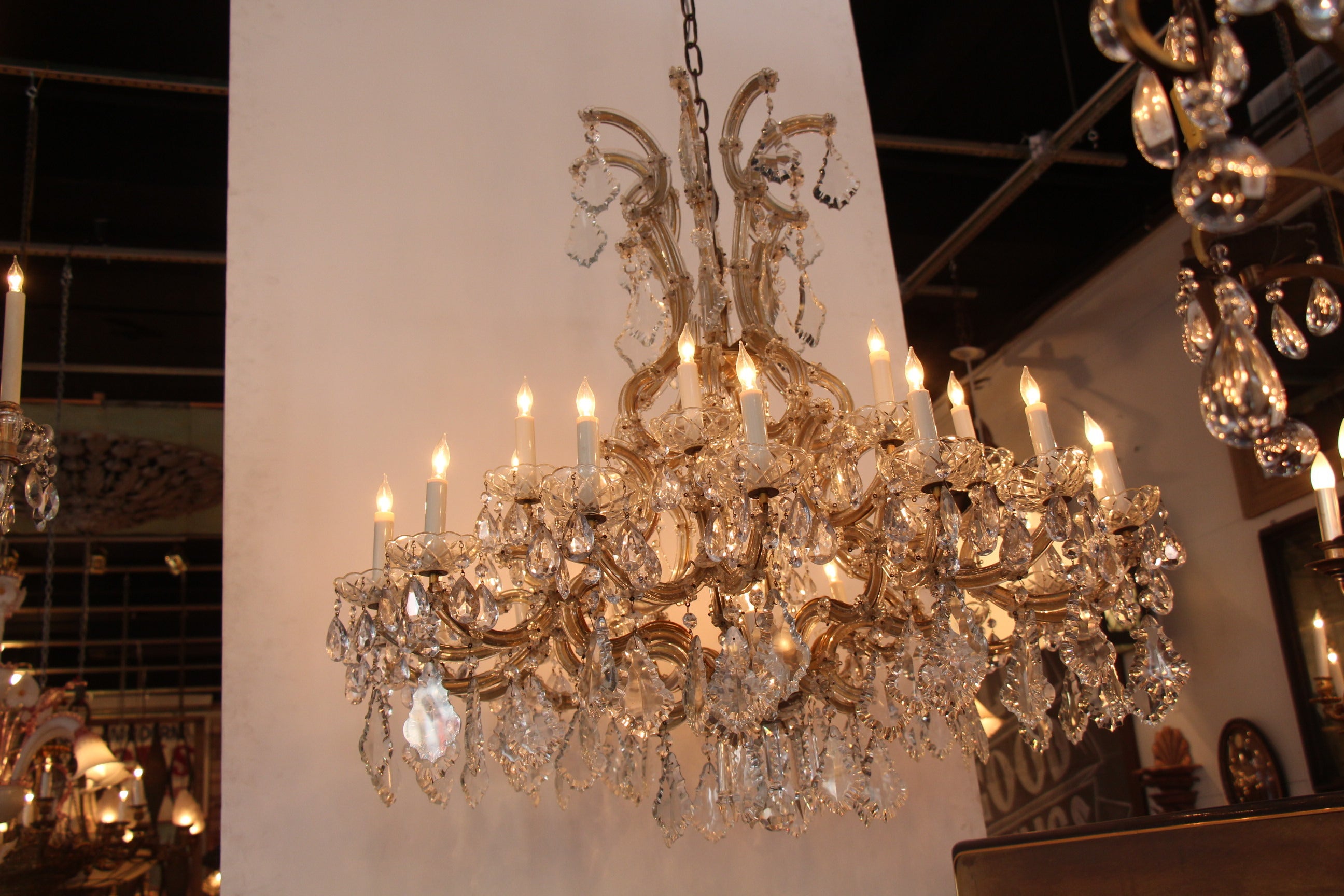 French Frosted and Cut-Glass Crystal Six-Arm Chandelier