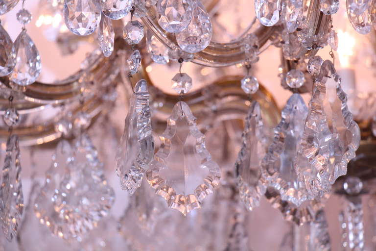 19th Century French Frosted and Cut-Glass Crystal Six-Arm Chandelier