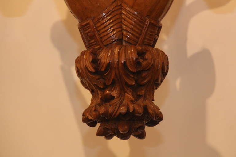 Hand Carved Wood Chandelier with Three Deer Heads In Excellent Condition In New York, NY