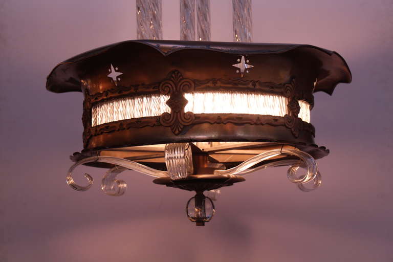 American 1939 Art Deco Bronze and Curved Glass Theater Light from New York City
