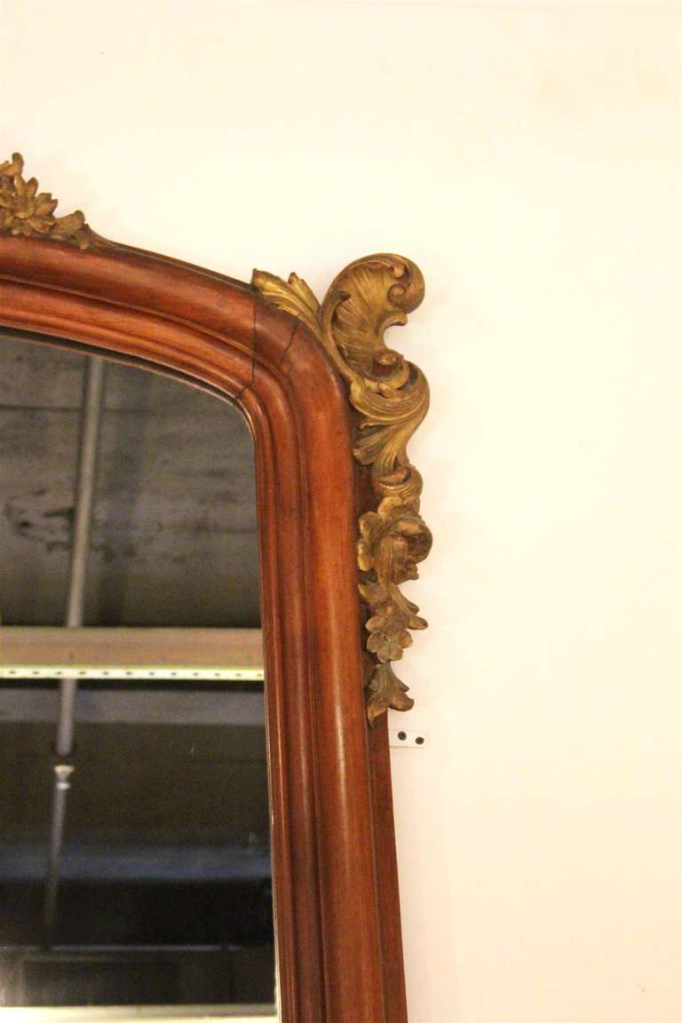 French Heavily Carved Walnut Mirror from France