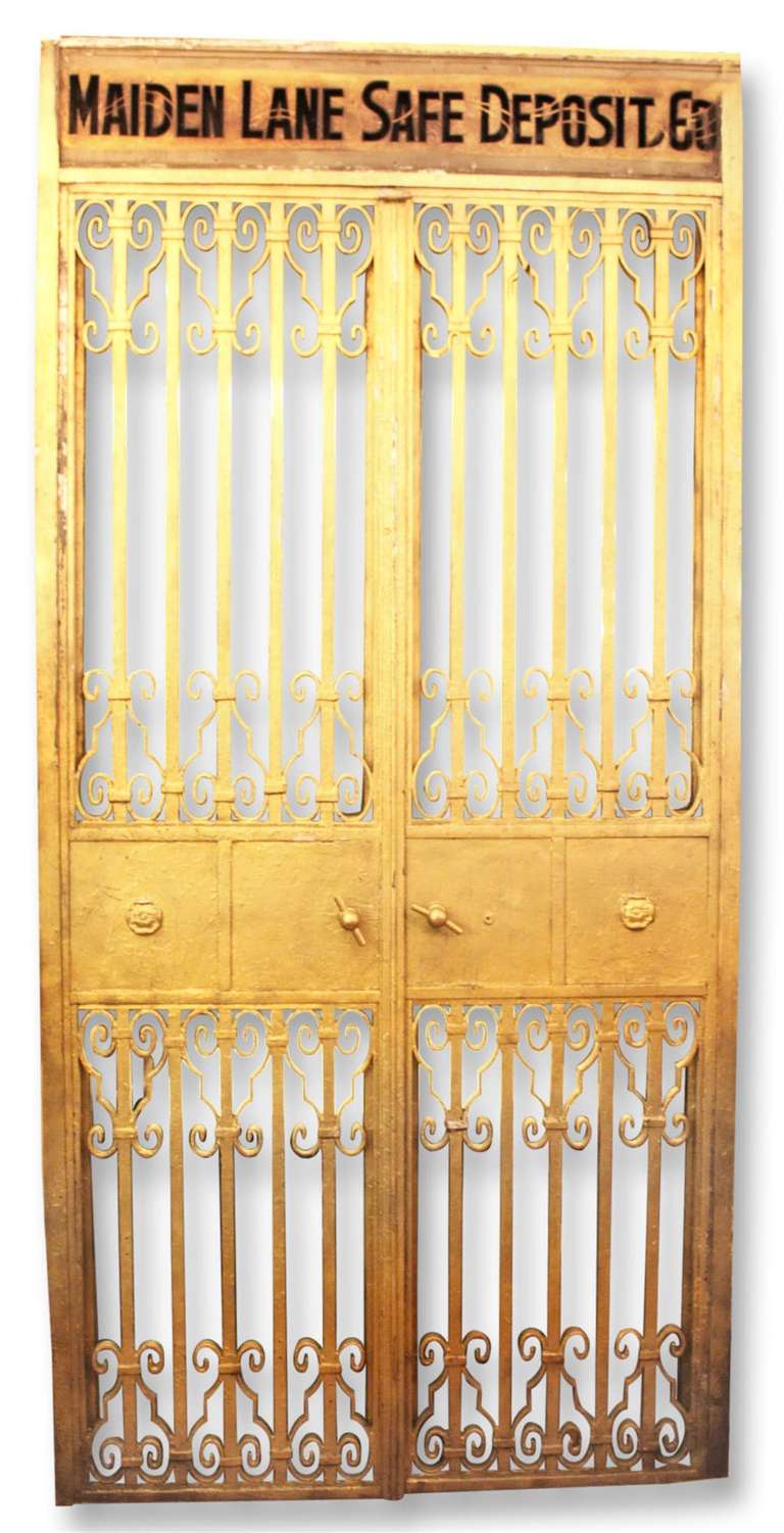 A pair of steel doors originally from Maiden Lane Safe Deposit Co. in NYC. Complete with the frame. This can be seen at our 400 Gilligan St location in Scranton, PA.