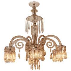 Unusual Baccarat Clear Crystal Chandelier with Six Lights