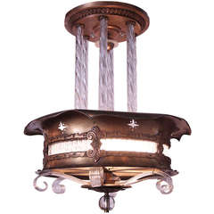 1939 Art Deco Bronze and Glass Theater Light from New York City 5