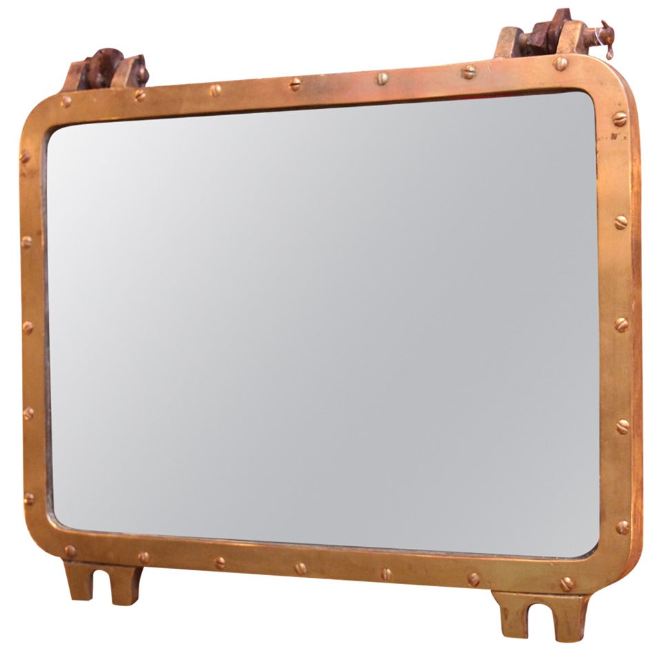 Bronze Porthole Mirror with Hinges