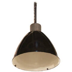 1950s Black Speckled Enamel Industrial Pendant Light from Germany