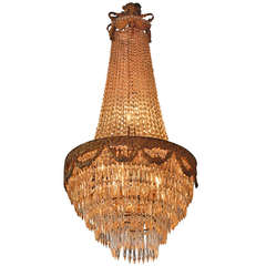 Empire Style Bronze and Crystal Tiered Chandelier