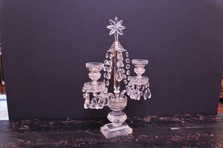 Unknown Pair of Two Arm Crystal Candelabras