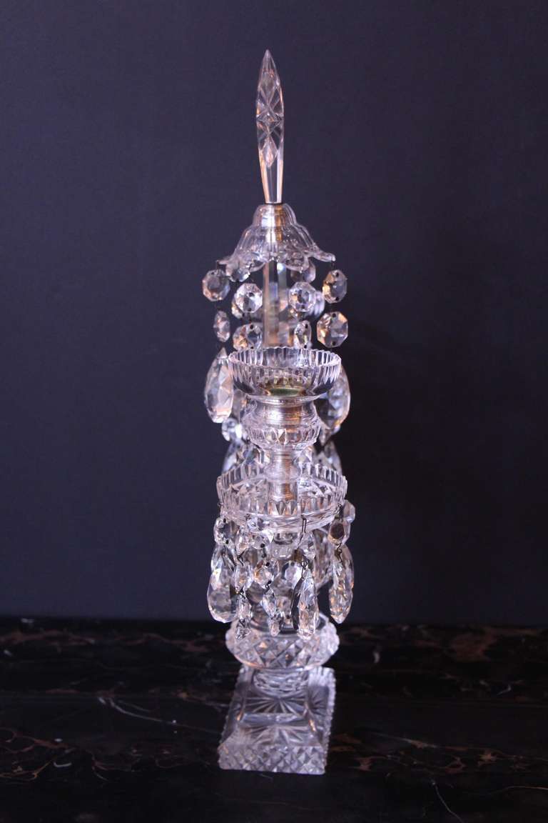 Pair of Two Arm Crystal Candelabras 3