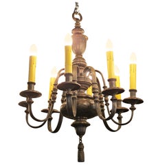 Antique 1910 Georgian Bronze 8 Light Chandelier E. F. Caldwell