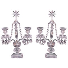 Pair of Two Arm Crystal Candelabras
