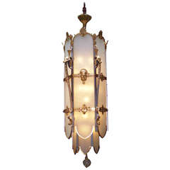 Loews Large Art Deco Theater Hanging Light Chandelier from Brooklyn
