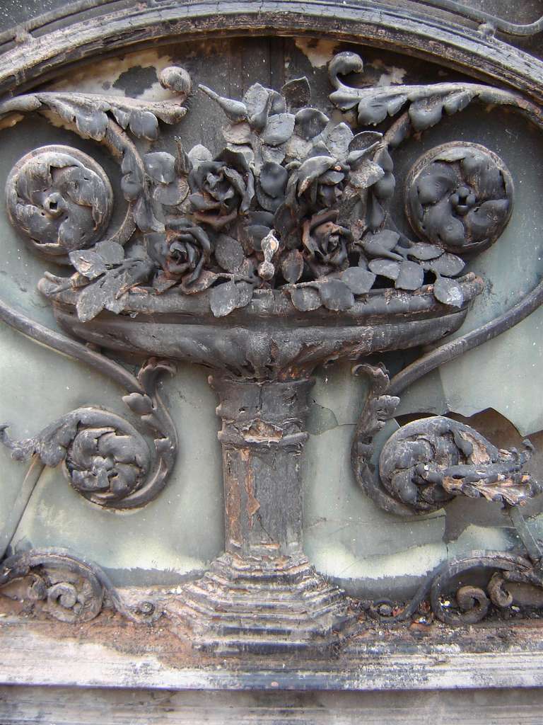 Argentine Arched Iron Transom with Urn and Flowers from Argentina