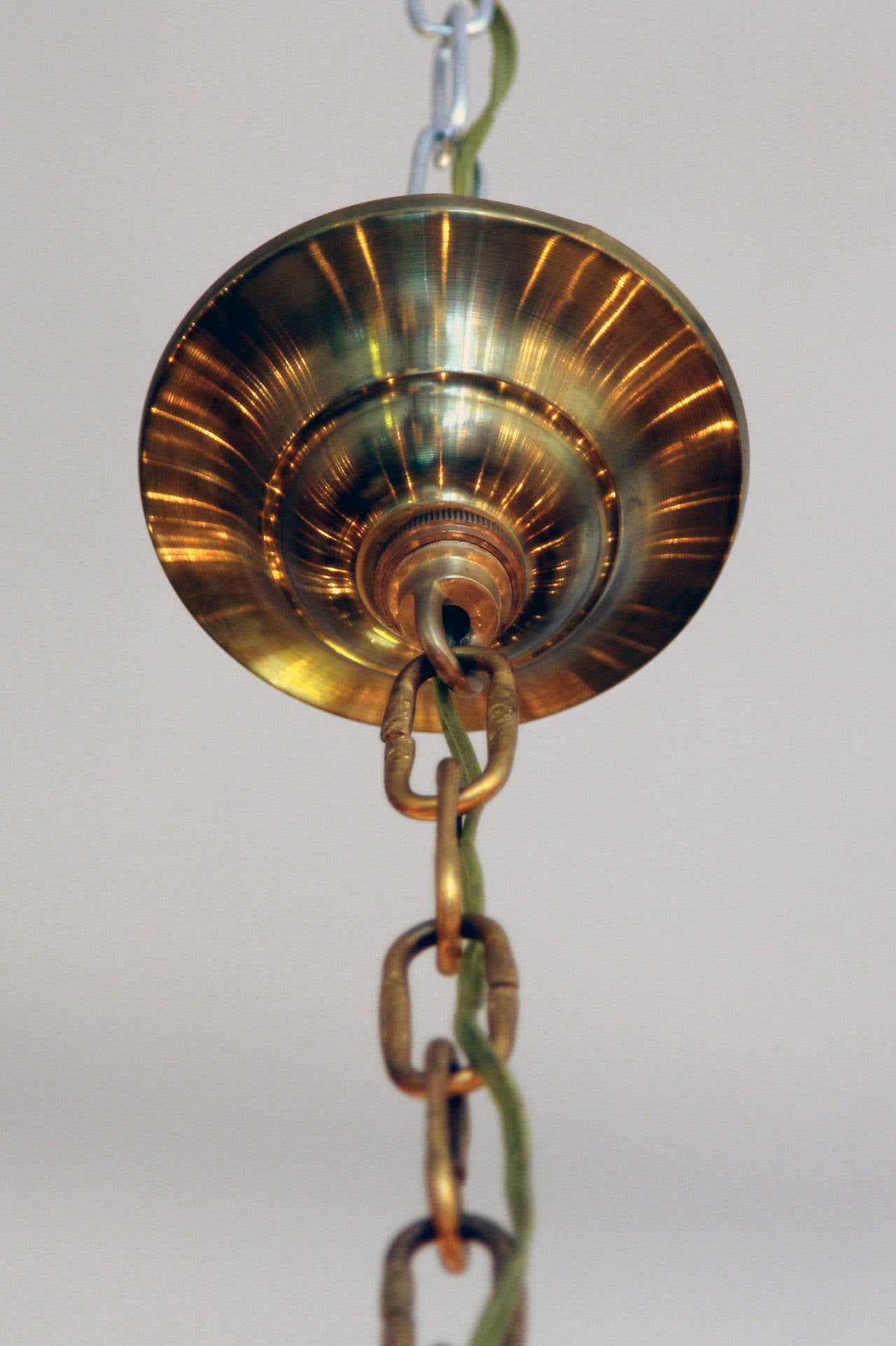 1930s Spanish Gold-Plated Six-Light Bronze Chandelier 4