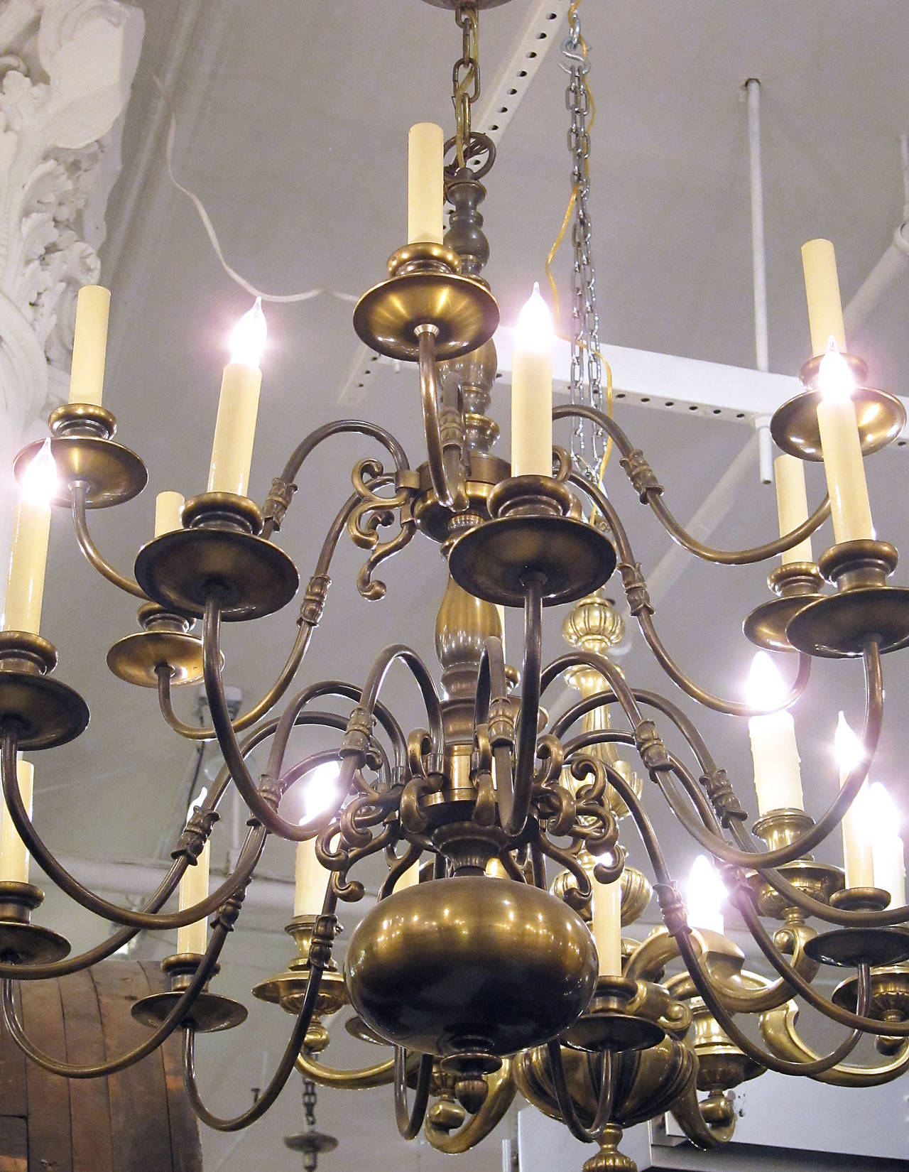 American 1950s Colonial Style Oil Rubbed Bronze Two-Tier Chandelier