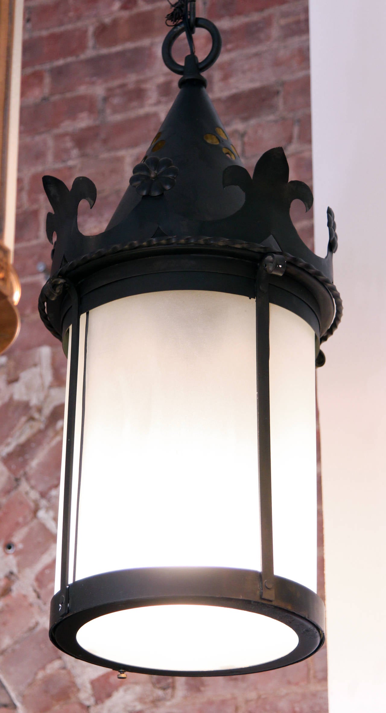 Gothic style lantern. American made in 1940s. This item can be viewed at our 302 Bowery location in Manhattan.